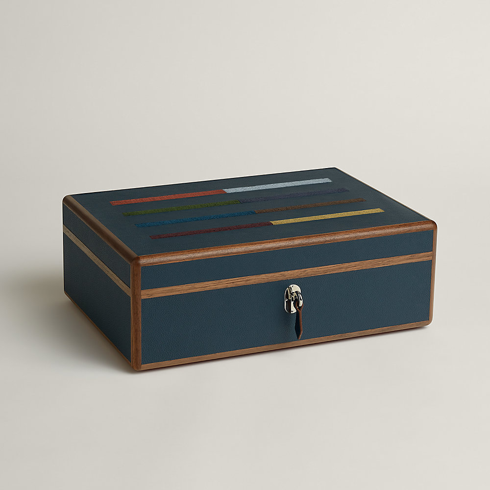 Amalthee Jumping H watch box, large model - Blue | Hermès USA